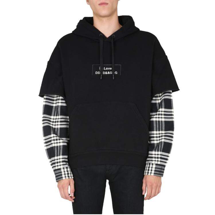 Dolce & Gabbana Black Checked layered-effect Hoodie Size S Dolce & Gabbana  | TLC