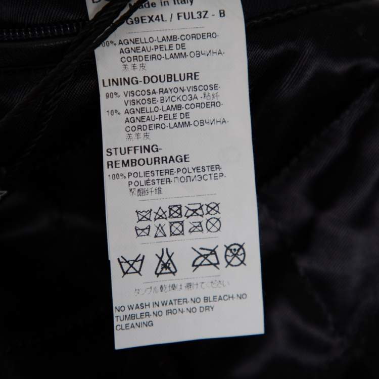 Pre Owned Dolce & Gabbana Navy Blue Leather Quilted Lined Biker Jacket M