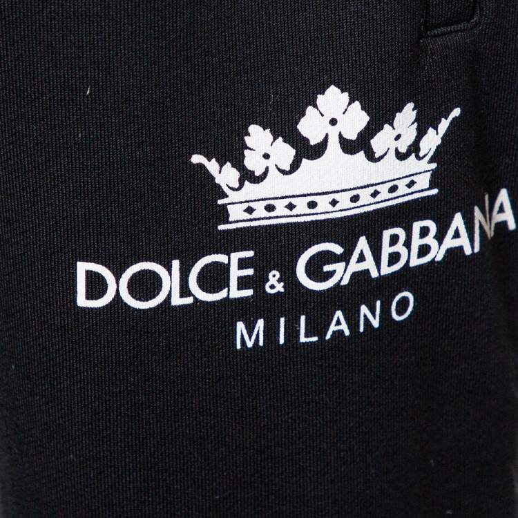 Pre Owned Dolce & Gabbana Black Knit Striped Trim Detail Track Pants S