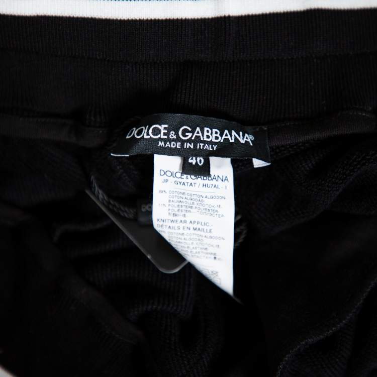 Pre Owned Dolce & Gabbana Black Knit Striped Trim Detail Track Pants S