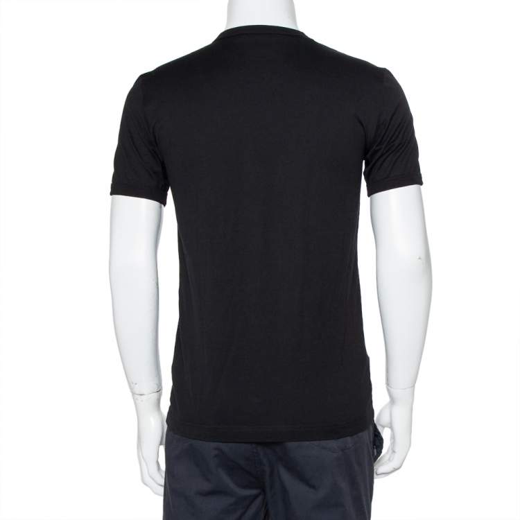 Pre Owned Dolce & Gabbana Black Cotton Logo Printed Crewneck T-Shirt S