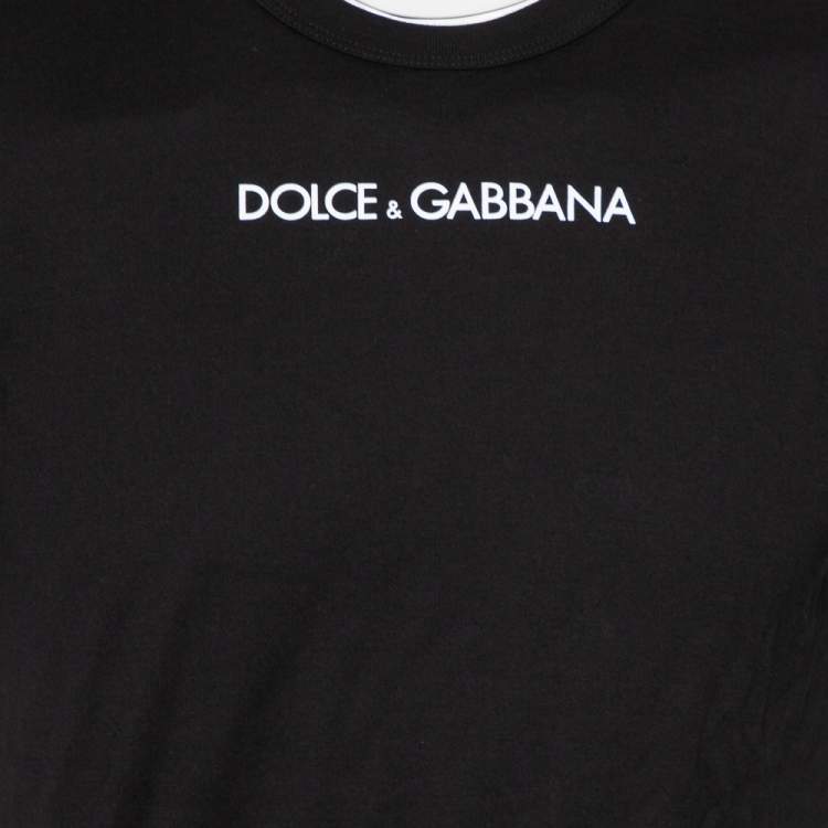 Pre Owned Dolce & Gabbana Black Cotton Logo Printed Crewneck T-Shirt S