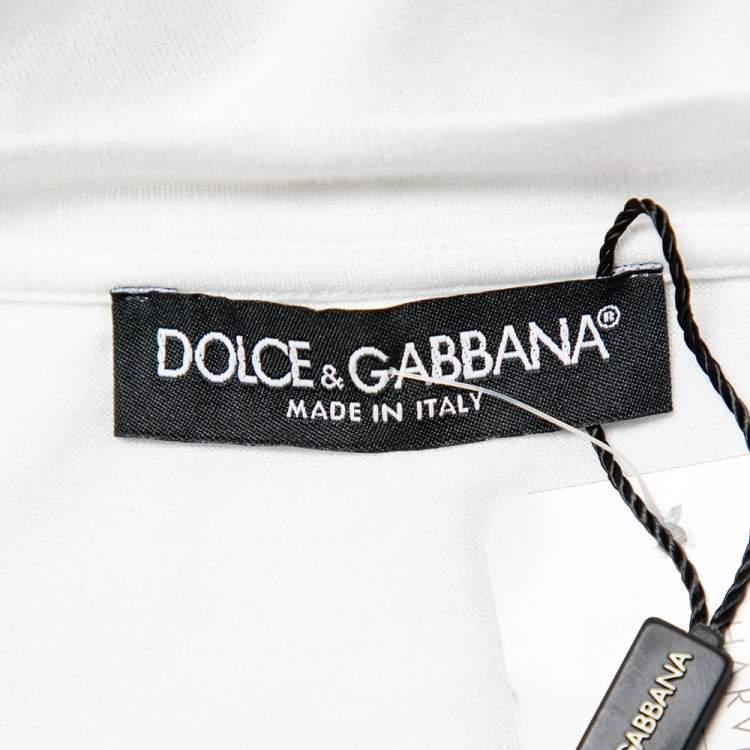 Pre Owned Dolce & Gabbana White DG Crest Logo Cotton Crewneck T-Shirt L