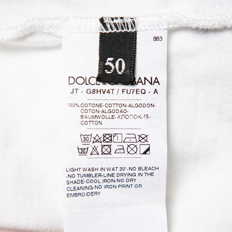 Pre Owned Dolce & Gabbana White DG Crest Logo Cotton Crewneck T-Shirt L