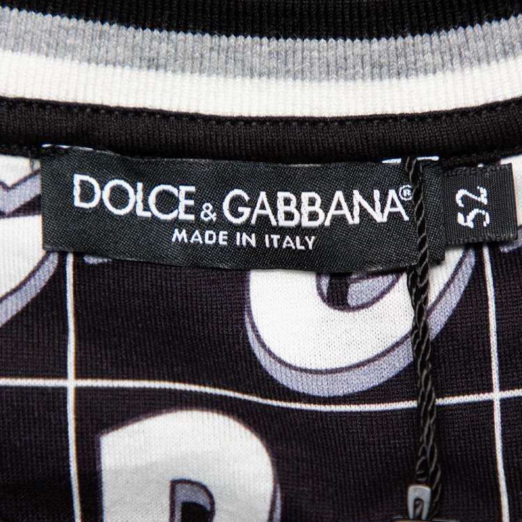 Pre Owned Dolce & Gabbana Black/White All Over Print Cotton Crewneck T-Shirt XL