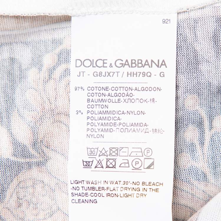 Pre Owned Dolce & Gabbana White Logo Printed Cotton Crewneck T-Shirt XS