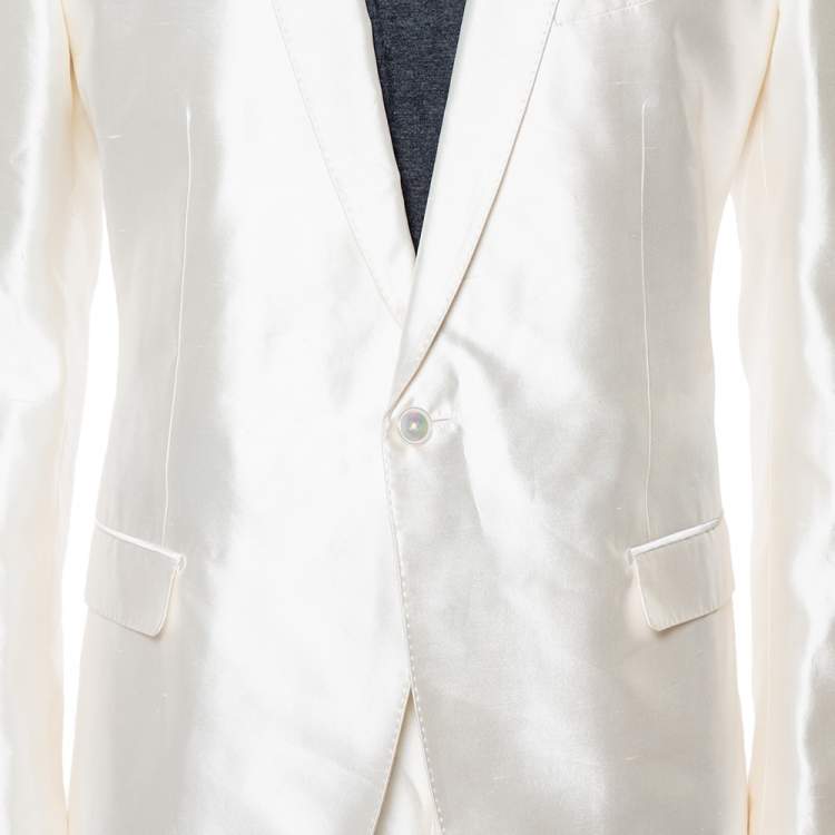 Pre Owned Dolce & Gabbana Cream Silk Martini Suit XL
