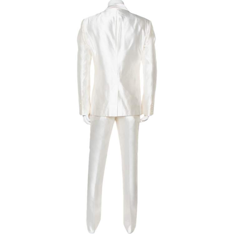 Pre Owned Dolce & Gabbana Cream Silk Martini Suit XL