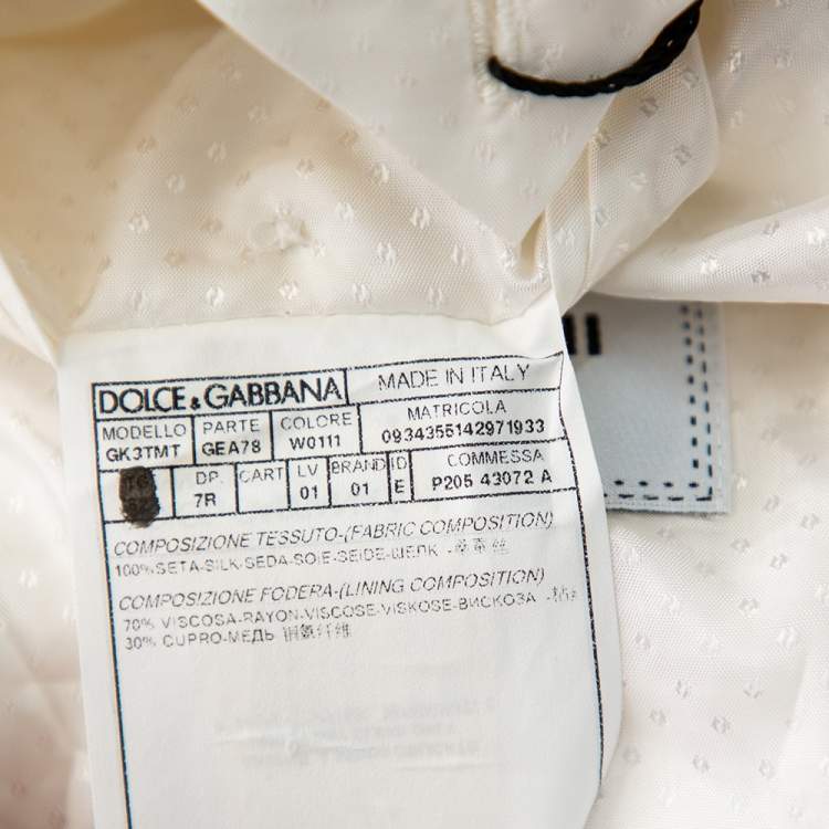 Pre Owned Dolce & Gabbana Cream Silk Martini Suit XL