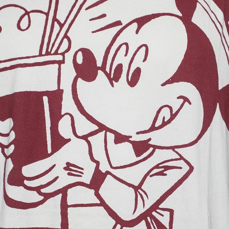 Pre Owned Dolce & Gabbana Grey Mickey Mouse Printed Cotton Crewneck T-Shirt XXL