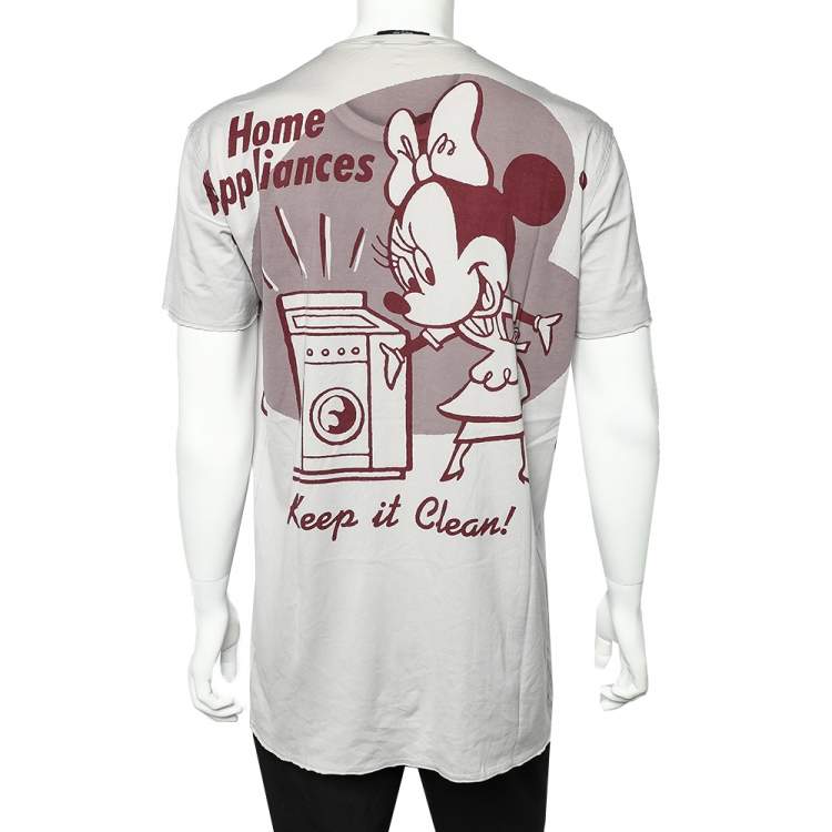 Pre Owned Dolce & Gabbana Grey Mickey Mouse Printed Cotton Crewneck T-Shirt XXL