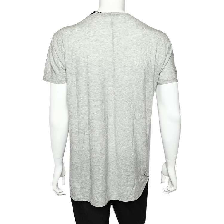 Pre Owned Dolce & Gabbana Grey Cotton Mickey Mouse Patch Detail Roundneck T-Shirt XXL