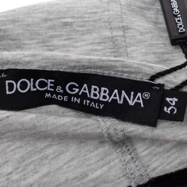 Pre Owned Dolce & Gabbana Grey Cotton Mickey Mouse Patch Detail Roundneck T-Shirt XXL