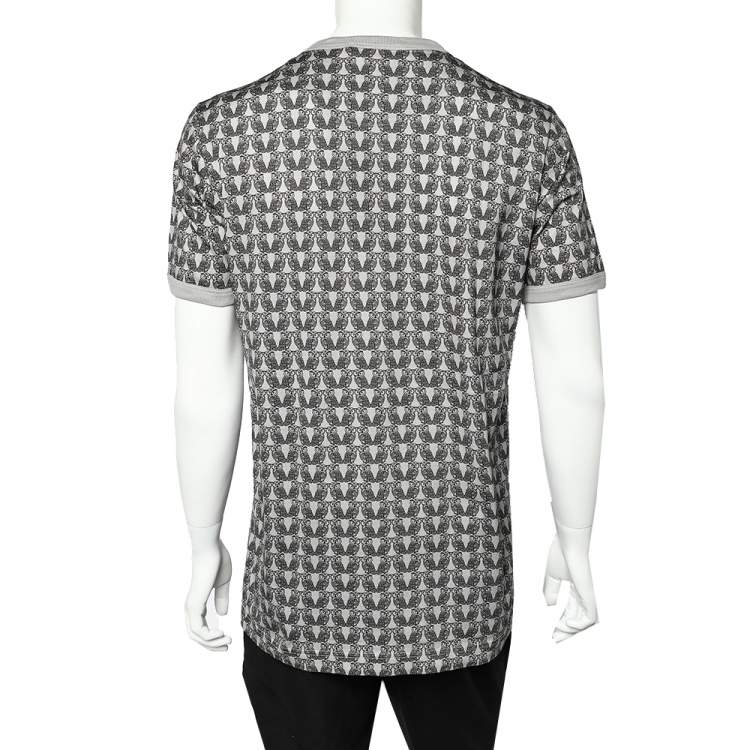 Pre Owned Dolce & Gabbana Grey Owl Printed Cotton Crewneck T-Shirt XXL