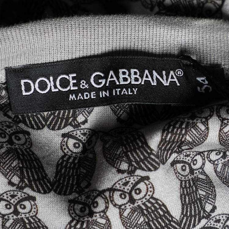 Pre Owned Dolce & Gabbana Grey Owl Printed Cotton Crewneck T-Shirt XXL