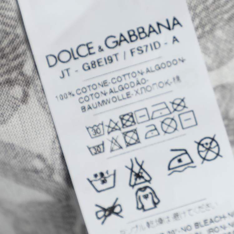 Pre Owned Dolce & Gabbana Grey Owl Printed Cotton Crewneck T-Shirt XXL