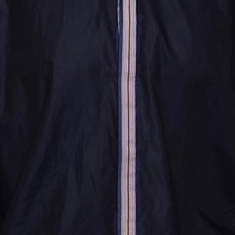 Pre Owned Dolce & Gabbana Navy Blue Cotton Stripe Silk Collared Gold Label Shirt XXL