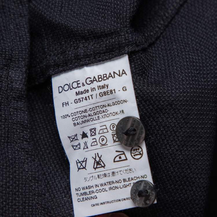 Pre Owned Dolce & Gabbana Black Cotton Mesh Velvet Collar Detail Gold Label Shirt M 