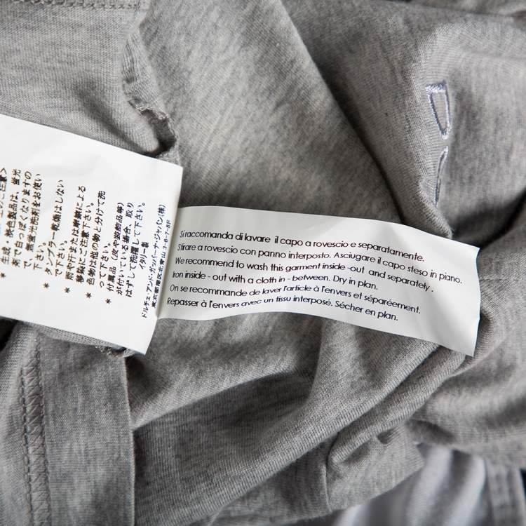 Pre Owned Dolce & Gabbana Grey Jersey Contrast Trim Button Down T-Shirt M