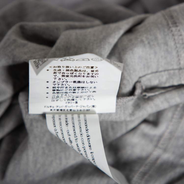 Pre Owned Dolce & Gabbana Grey Jersey Contrast Trim Button Down T-Shirt M