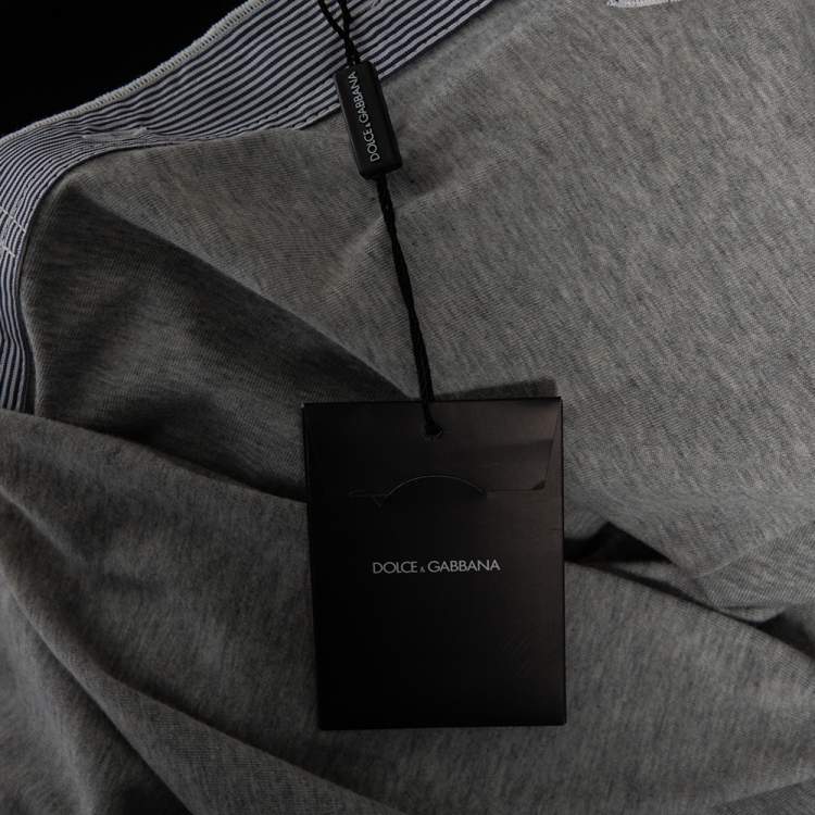 Pre Owned Dolce & Gabbana Grey Jersey Contrast Trim Button Down T-Shirt M