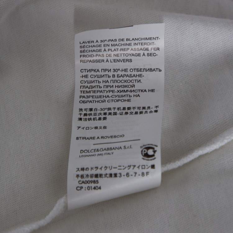 Pre Owned Dolce & Gabbana White Cotton Bee & Crown Embroidered Short Sleeve T-Shirt XXL