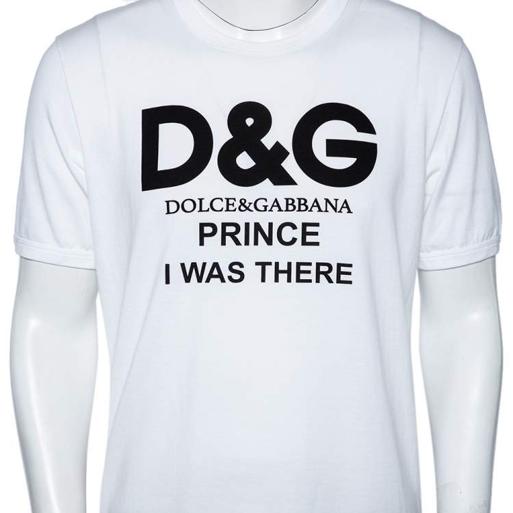 Pre Owned Dolce & Gabbana White Printed Cotton Short Sleeve T-Shirt L