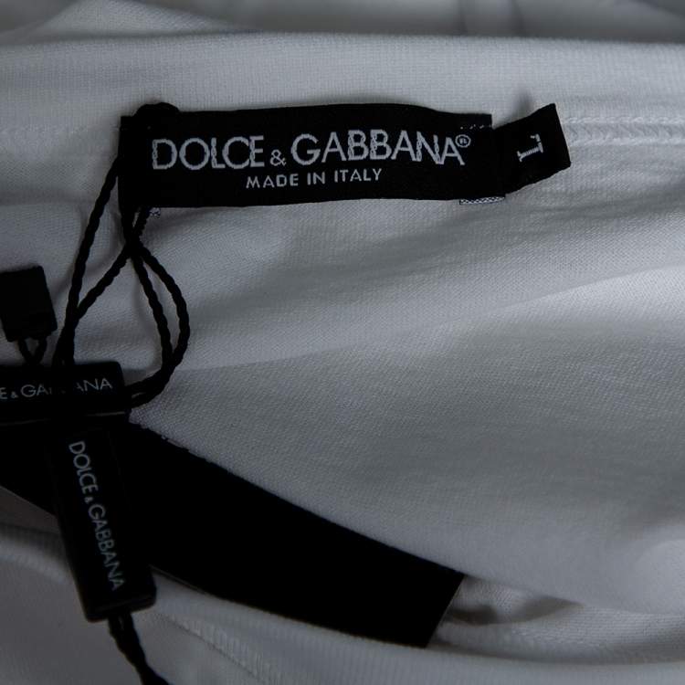 Pre Owned Dolce & Gabbana White Printed Cotton Short Sleeve T-Shirt L