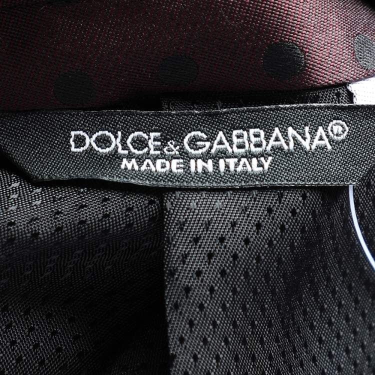 Pre Owned Dolce & Gabbana Burgundy Polka Dotted Wool Single Breasted Blazer M 