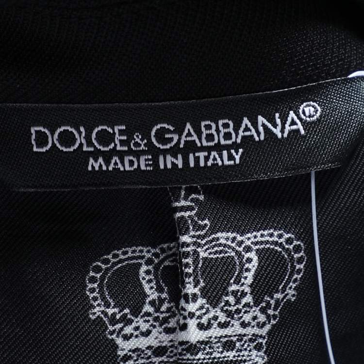 Pre Owned Dolce & Gabbana Black Wool Bee Crest Embellished Martini Blazer M