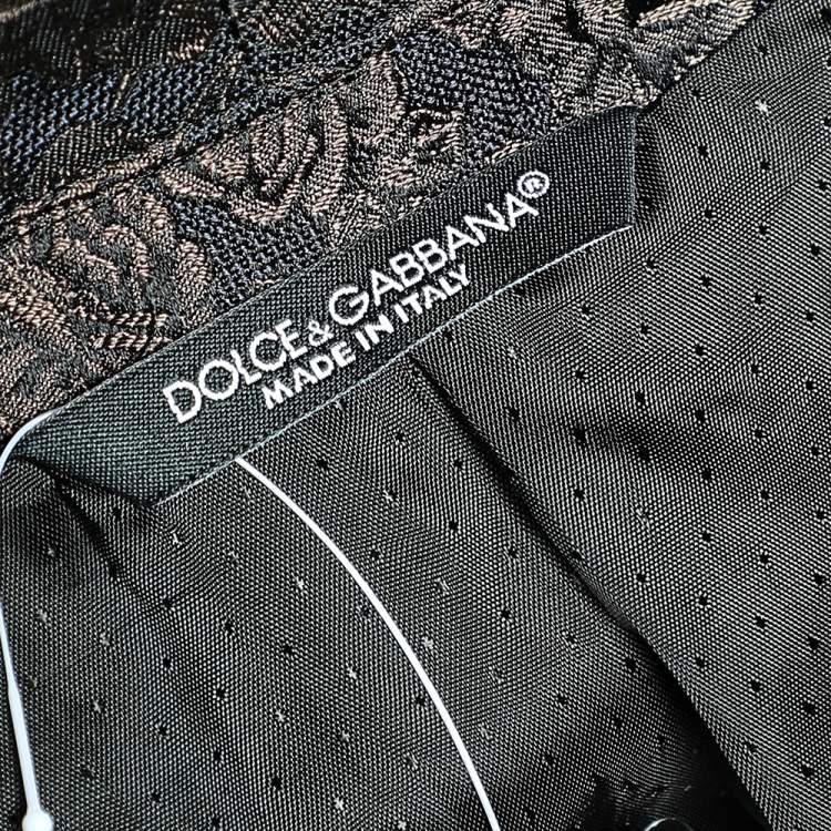 Pre Owned Dolce & Gabbana Black Velvet & Brocade Lapel Double Breasted Blazer M