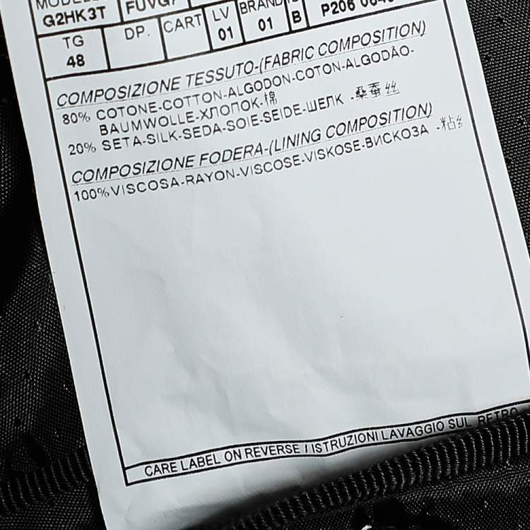 Pre Owned Dolce & Gabbana Black Velvet & Brocade Lapel Double Breasted Blazer M