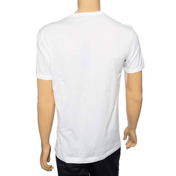 Pre Owned Dolce & Gabbana White Cotton Logo Applique Detailed Crewneck T-Shirt M