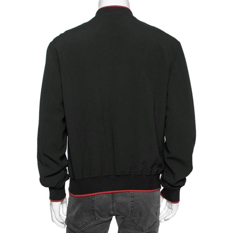 Pre Owned Dolce & Gabbana Black Crepe & Rib Knit Trimmed Zip Front Jacket XL