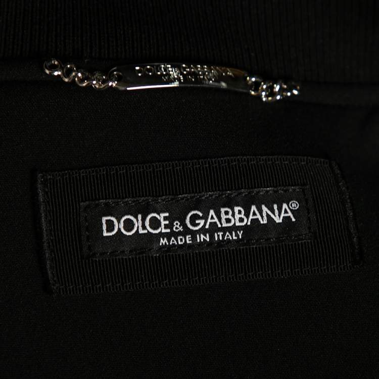 Pre Owned Dolce & Gabbana Black Crepe & Rib Knit Trimmed Zip Front Jacket XL