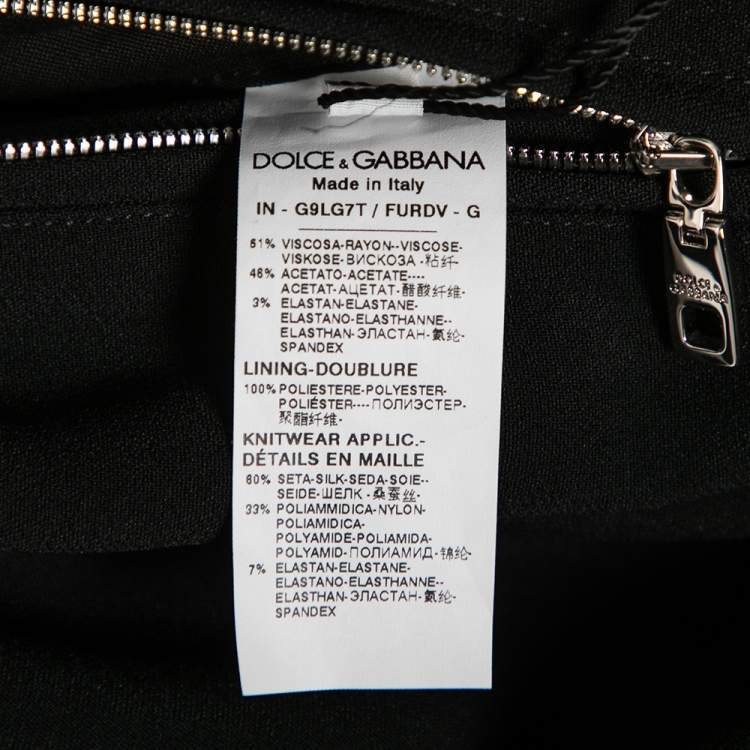 Pre Owned Dolce & Gabbana Black Crepe & Rib Knit Trimmed Zip Front Jacket XL