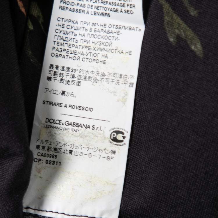 Pre Owned Dolce & Gabbana Midnight Blue Floral Printed Cotton Crewneck T-Shirt XL