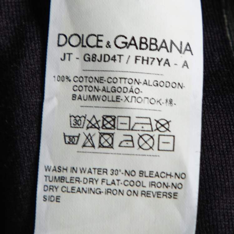 Pre Owned Dolce & Gabbana Midnight Blue Floral Printed Cotton Crewneck T-Shirt XL