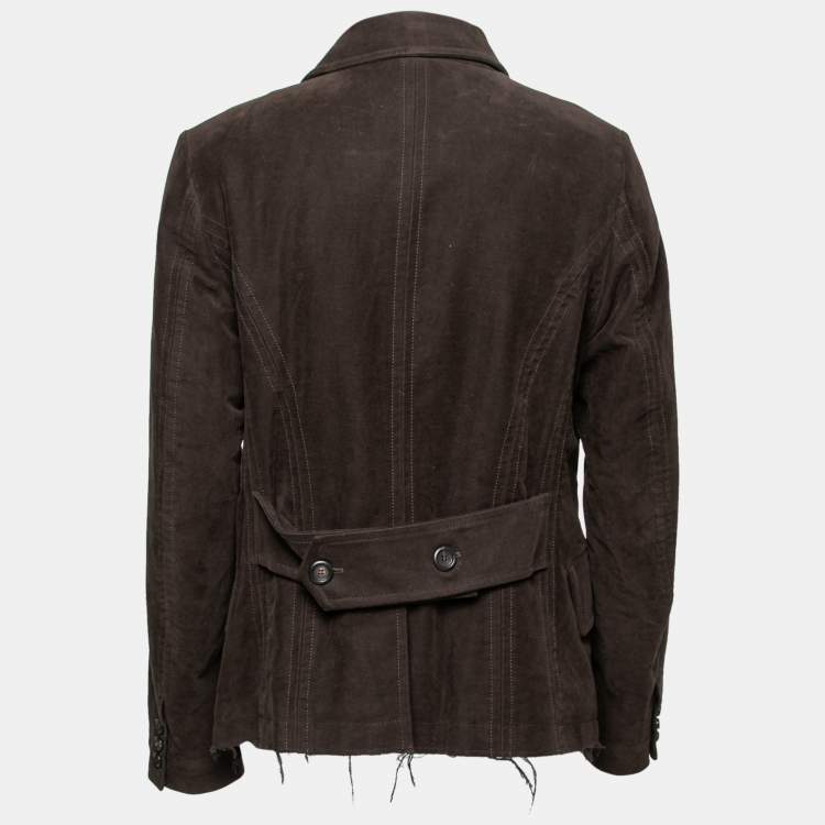 Pre Owned Dolce & Gabbana Dark Brown Cotton Double Breasted Jacket XL
