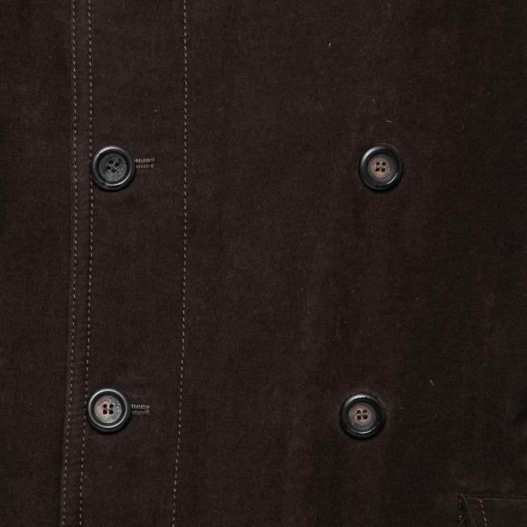 Pre Owned Dolce & Gabbana Dark Brown Cotton Double Breasted Jacket XL
