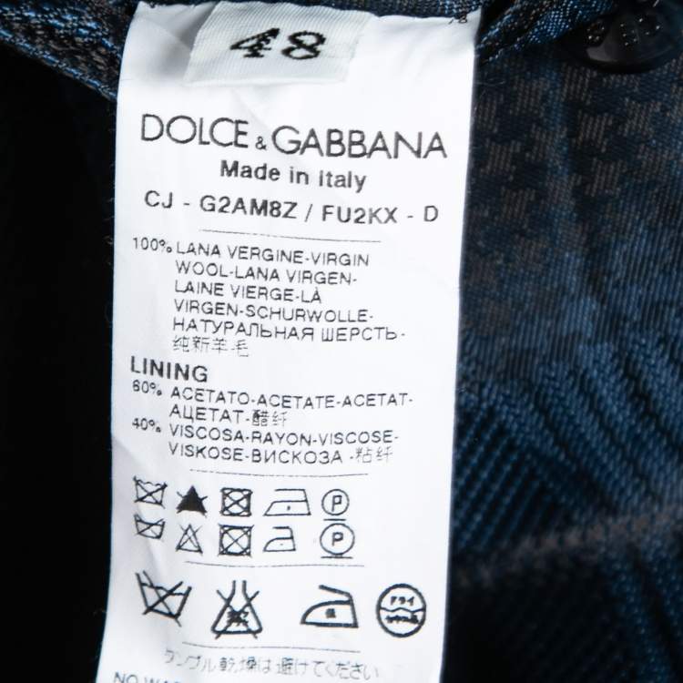 Pre Owned Dolce & Gabbana Navy Blue Wool Logo-Badge Blazer M