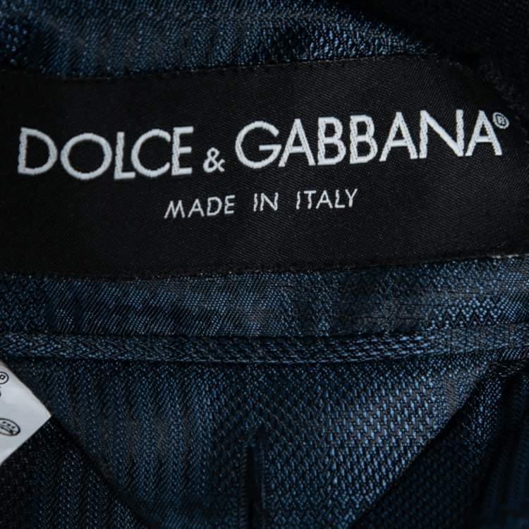 Pre Owned Dolce & Gabbana Navy Blue Wool Logo-Badge Blazer M