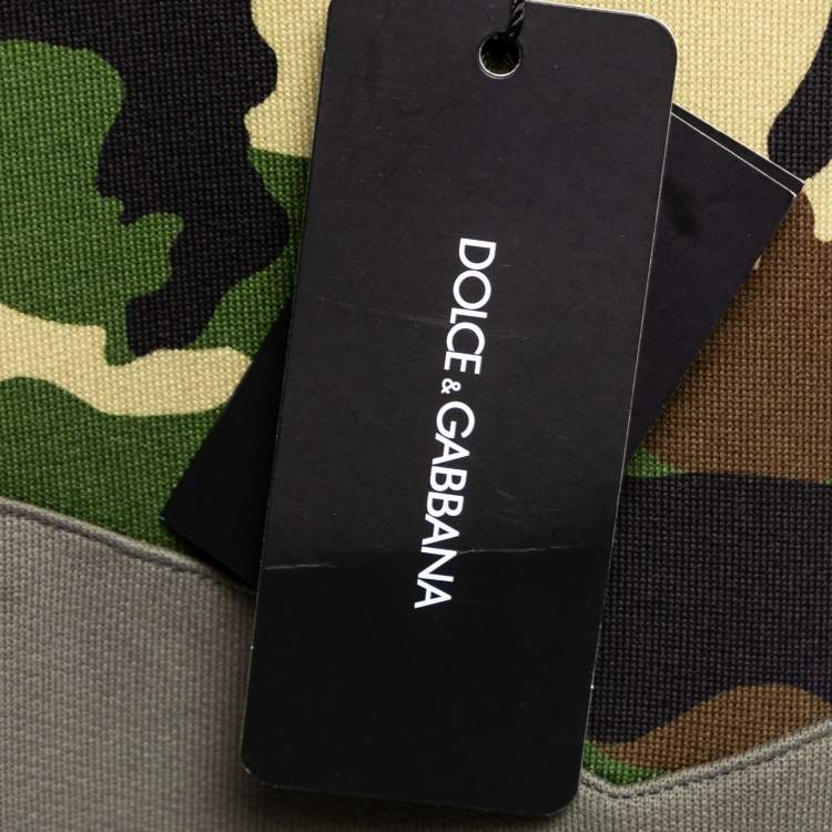 Pre Owned Dolce & Gabbana Green Camouflage Cotton Logo Plaque Sweatshirt M