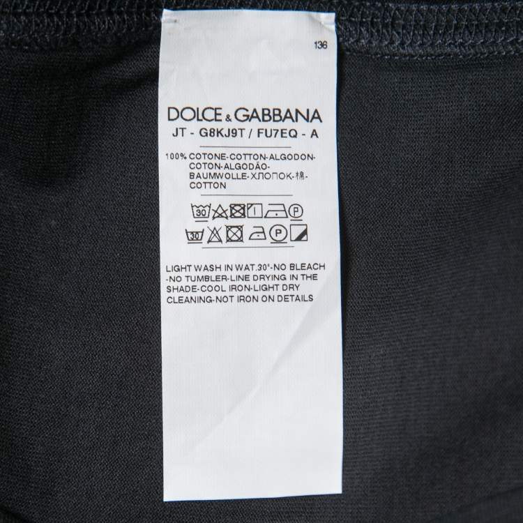 Pre Owned Dolce & Gabbana Black Cotton Logo Patch Crew Neck T-Shirt XS