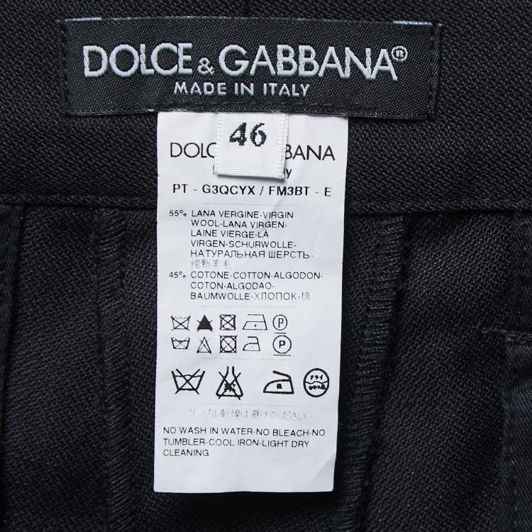 Pre Owned Dolce & Gabbana Black Wool & Cotton Trousers S