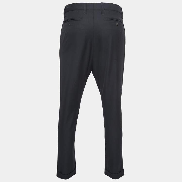 Pre Owned Dolce & Gabbana Black Wool & Cotton Trousers S
