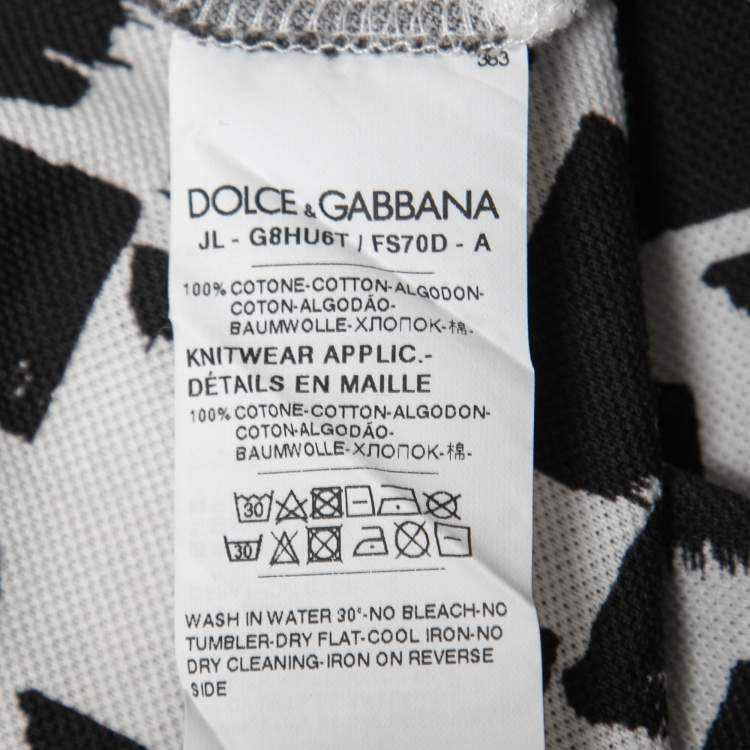 Pre Owned Dolce & Gabbana Black Paint Strokes Print Cotton Polo T-Shirt XL