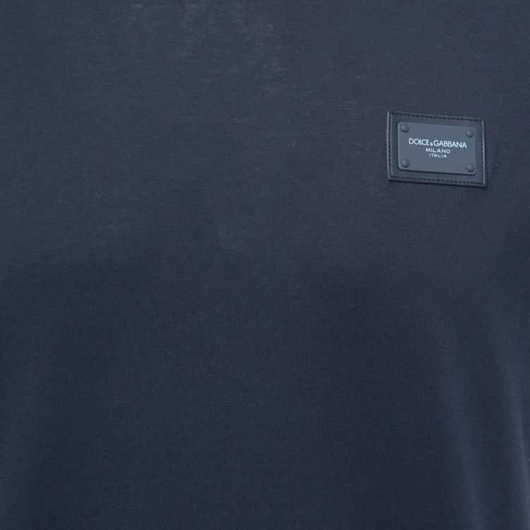 Pre Owned Dolce & Gabbana Navy Blue Crew Neck Half Sleeve T-Shirt M