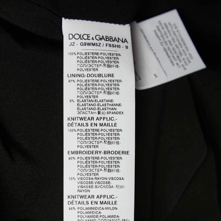 Pre Owned Dolce & Gabbana Black Rose Printed Jersey Zip Front Jacket L