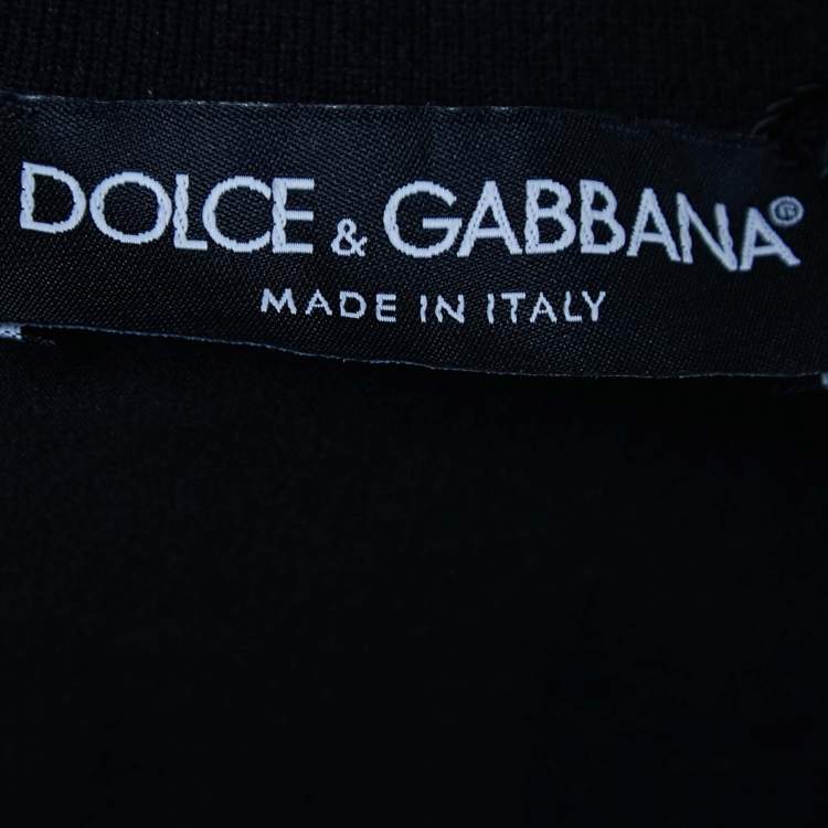 Pre Owned Dolce & Gabbana Black Rose Printed Jersey Zip Front Jacket L